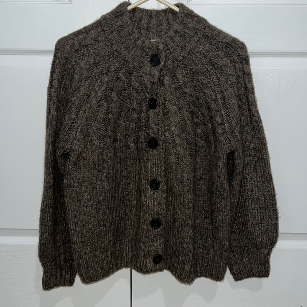 Madewell Cable Knit Mock Neck Cardigan